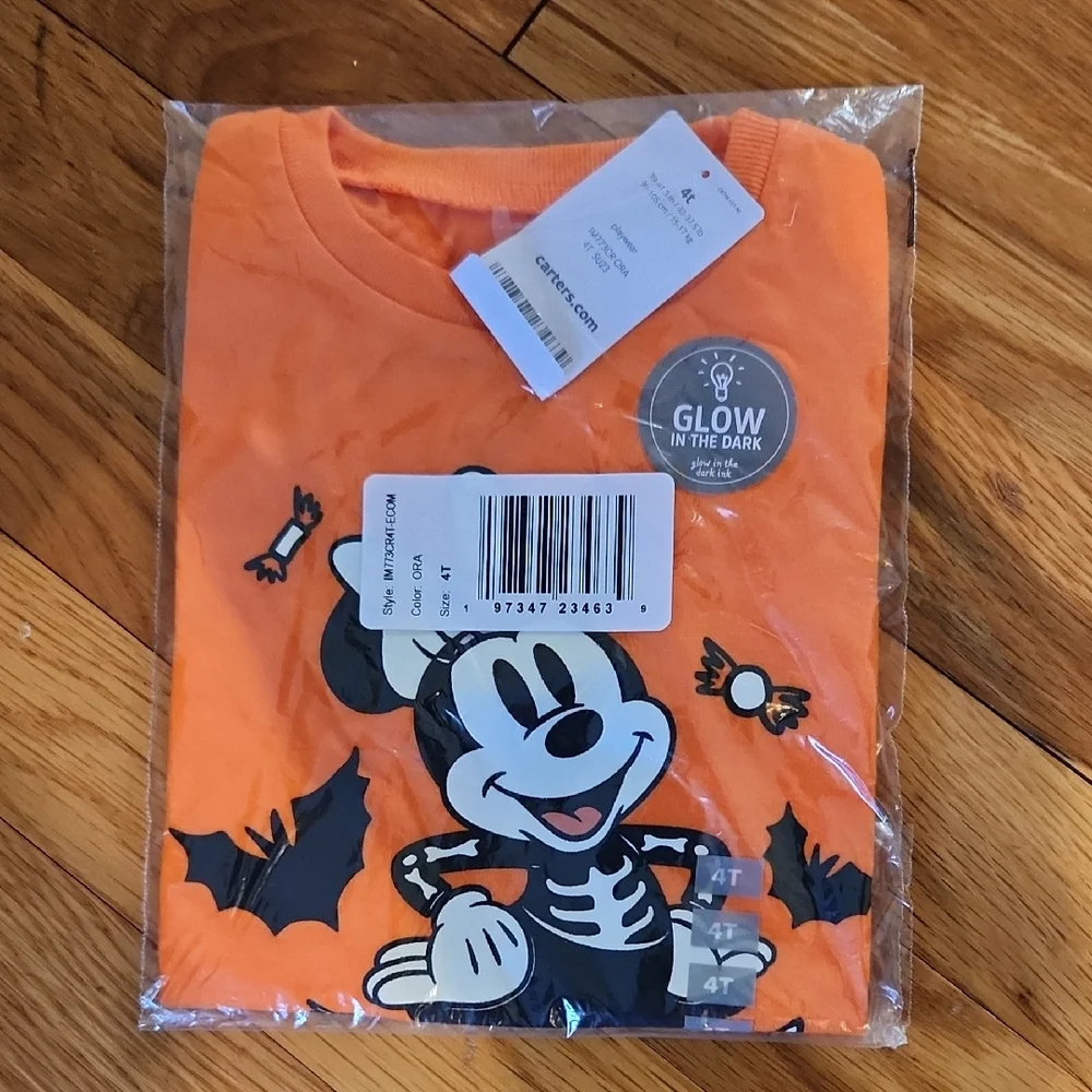 Carter's Minnie Disney Glow In The Dark Tee Shirt NWT Size 4T Cute